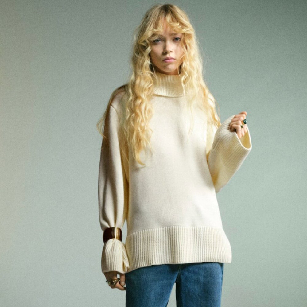 Mango Turtleneck Sweater with Slits